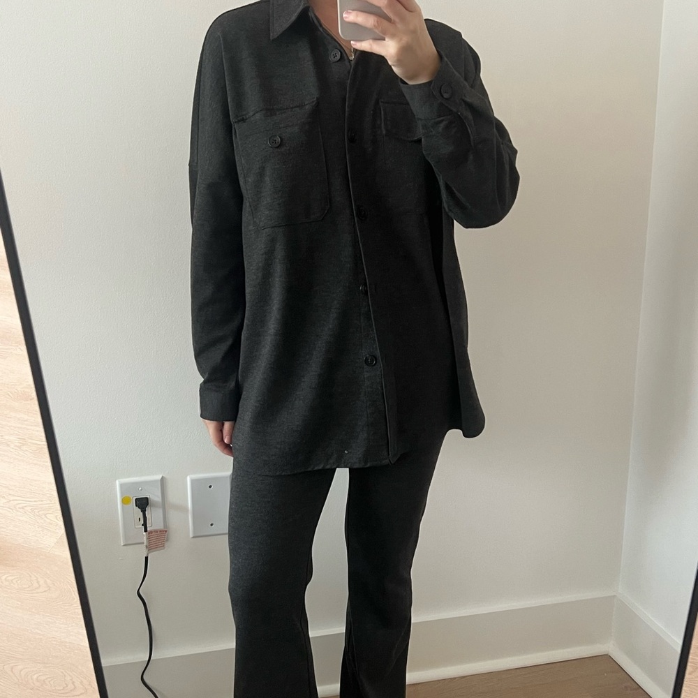 Stradivarius Black Flare Pants Boot Cut + shirt set